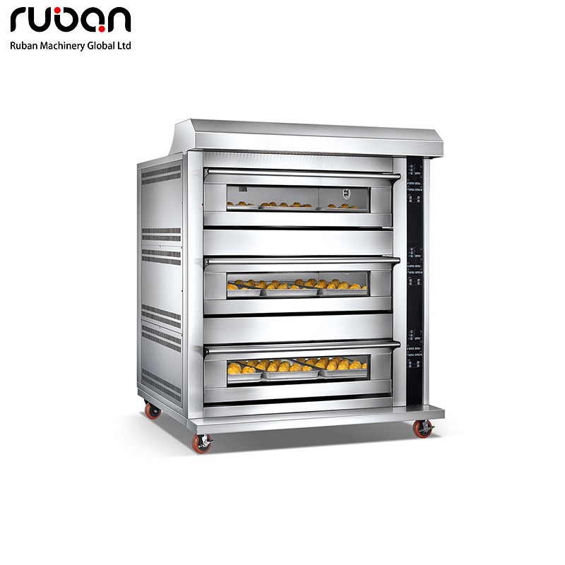 Commercial 3 Deck 6 Trays Kitchen Pizza Bread Bakery Cake Equipment Bakery Luxury Electric Deck Oven - Ruban