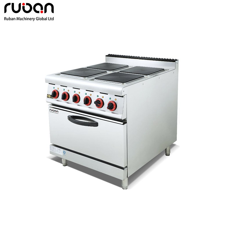 Commercial Kitchen Equipment Rectangle Hot Plate Electric Cooking Range With 4 Hot Plates And Oven - Ruban