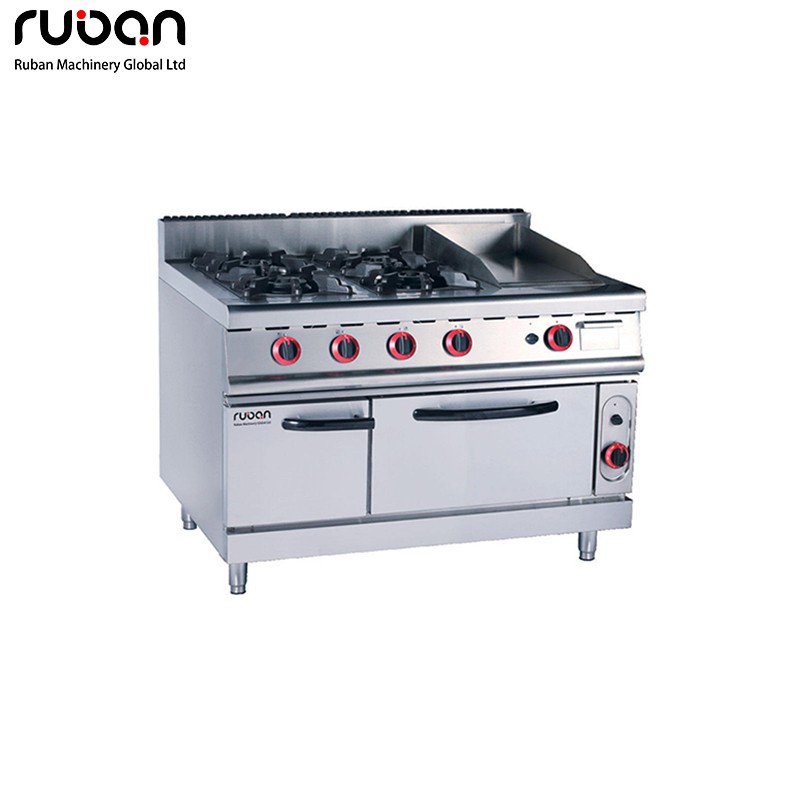 Commercial Kitchen 4 burner Gas Range & griddle With Oven - Ruban