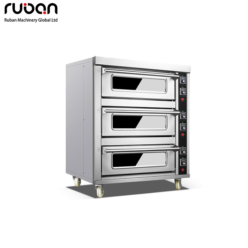 Commercial Stainless 3 Deck 3 Trays Kitchen Pizza Bread Bakery Cake Equipment Bakery Classic Electric Deck Oven - Ruban