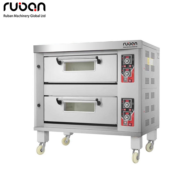 Commercial Stainless 2 Deck 4 Trays Kitchen Pizza Bread Bakery Cake Equipment Bakery Economic Gas Deck Oven - Ruban