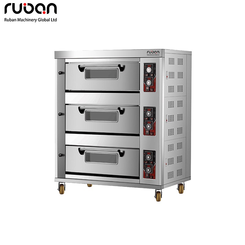 Commercial Stainless 3 Deck 6 Trays Kitchen Pizza Bread Bakery Cake Equipment Bakery Economic Gas Deck Oven - Ruban