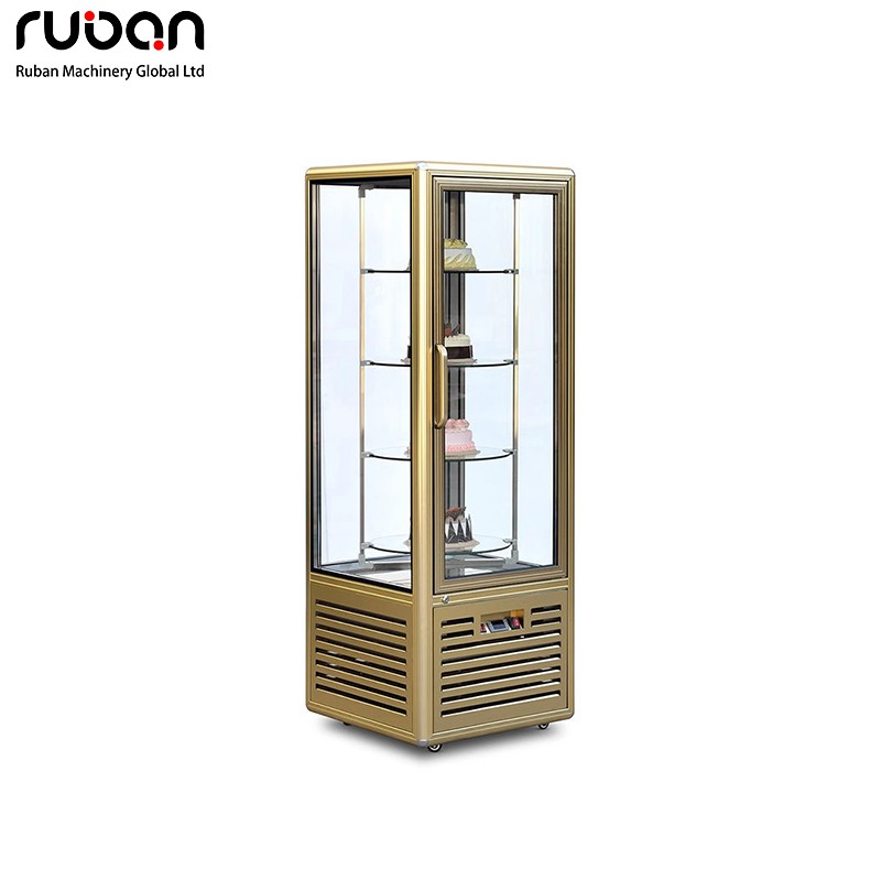 Commercial Stainless Steel Digital Control Single Door Right-Angle Upright Rotating Cake Pastry Display Refrigeration Equipment - Ruban