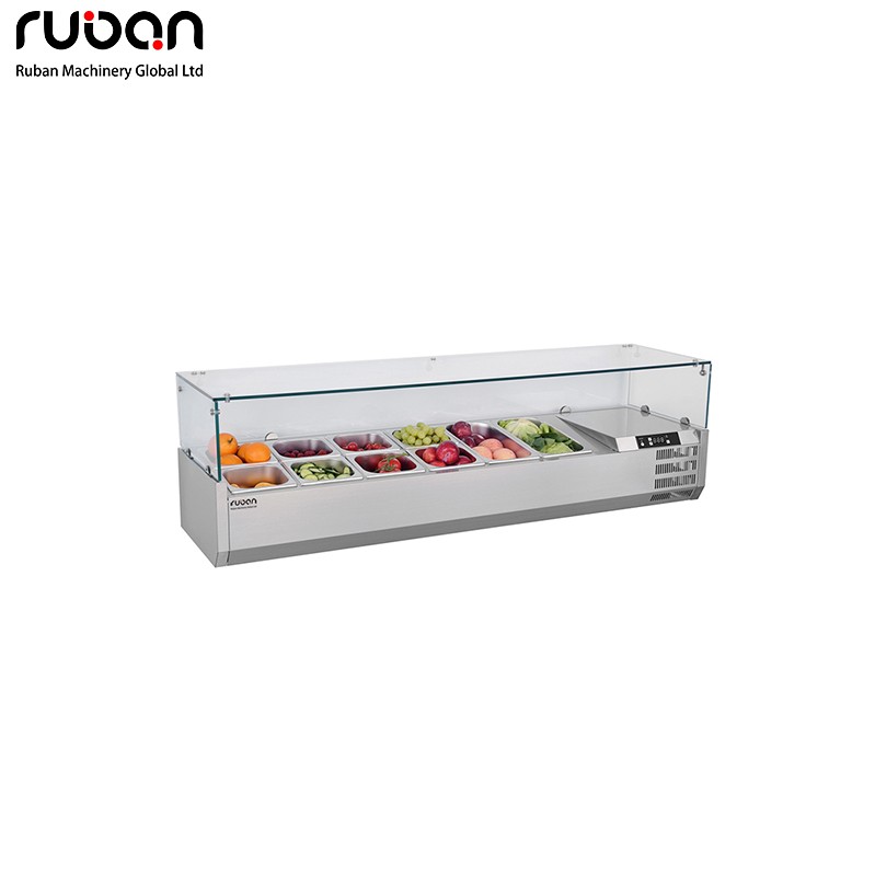 Commercial Glass Salad bar Refrigerated Pizza Preparation Counter Fridge Stainless Steel Salad bar Fridge - Ruban