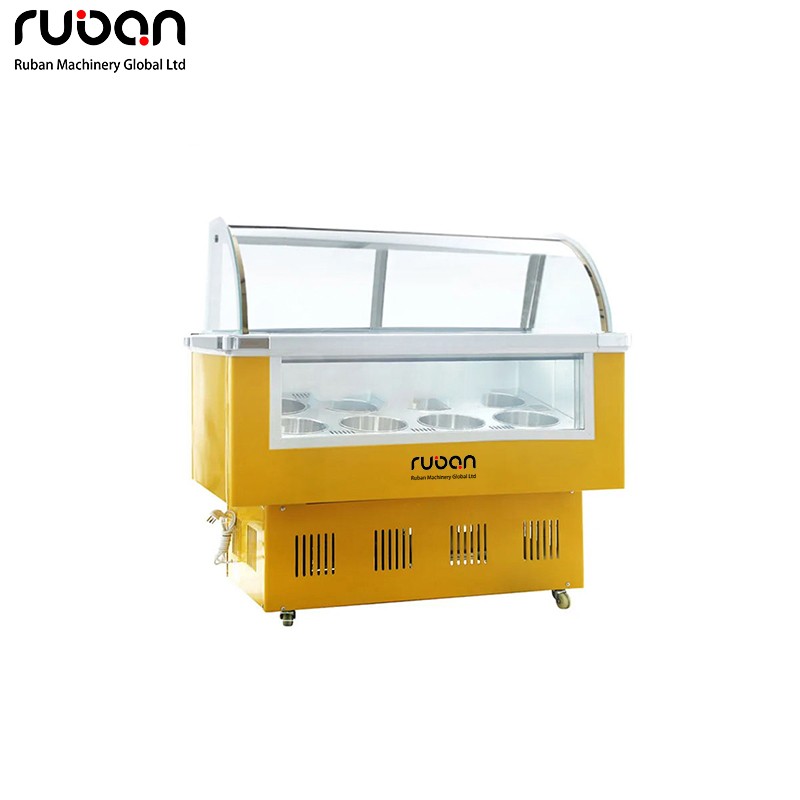 High Performance Commercial Ice Cream Display Freezer Fridges Gelato Ice Cream Display Showcase Round and Square Barrel - Ruban