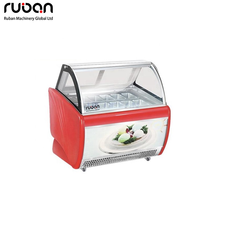 Glass Gelato Popsicle Ice Cream Display Cooler Freezer Refrigerator Showcase for Ice Cream Gelato Display Freezer - Ruban