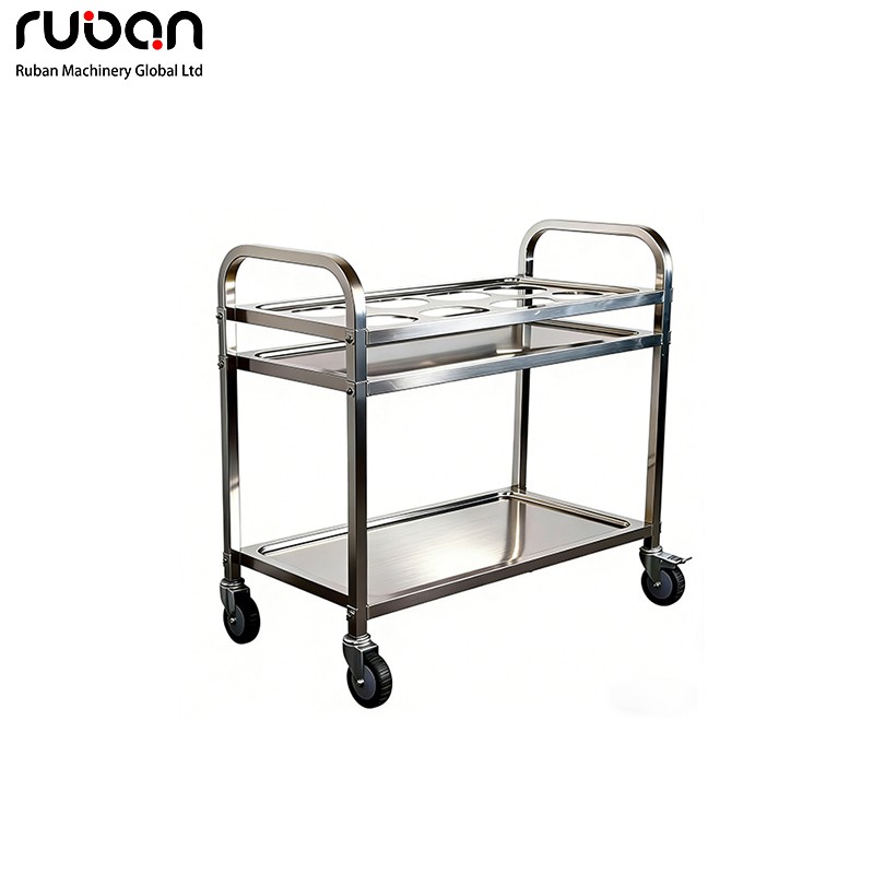 Heavy Duty Stainless Steel Serving Trolley with Universal Wheels - Ruban