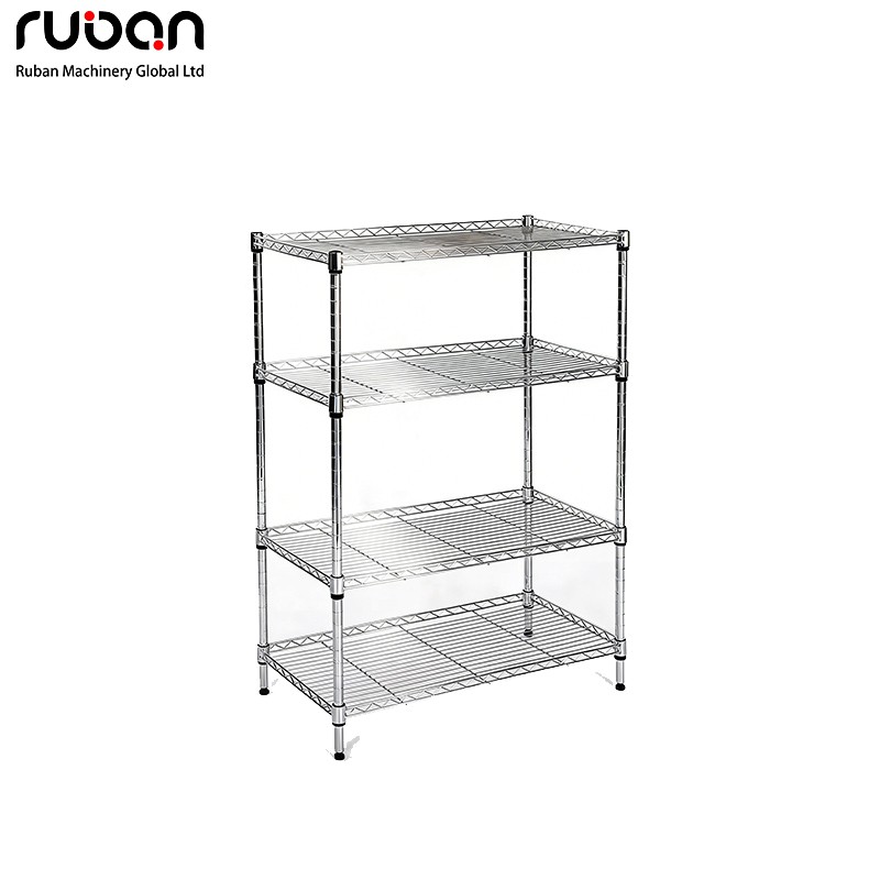 Commercial Grade 4-Tier Metal Wire Rack for Kitchen & Warehouse Storage - Ruban