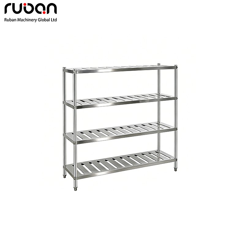 Commercial 4-Layer Stainless Steel Shelf with Adjustable Feet - Ruban