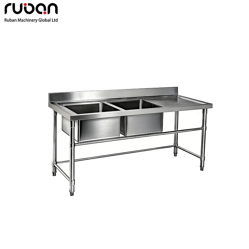 Stainless Steel Industrial Single Bowl Commercial Sink with Working Table Kitchen Wash Basin Sink - Ruban