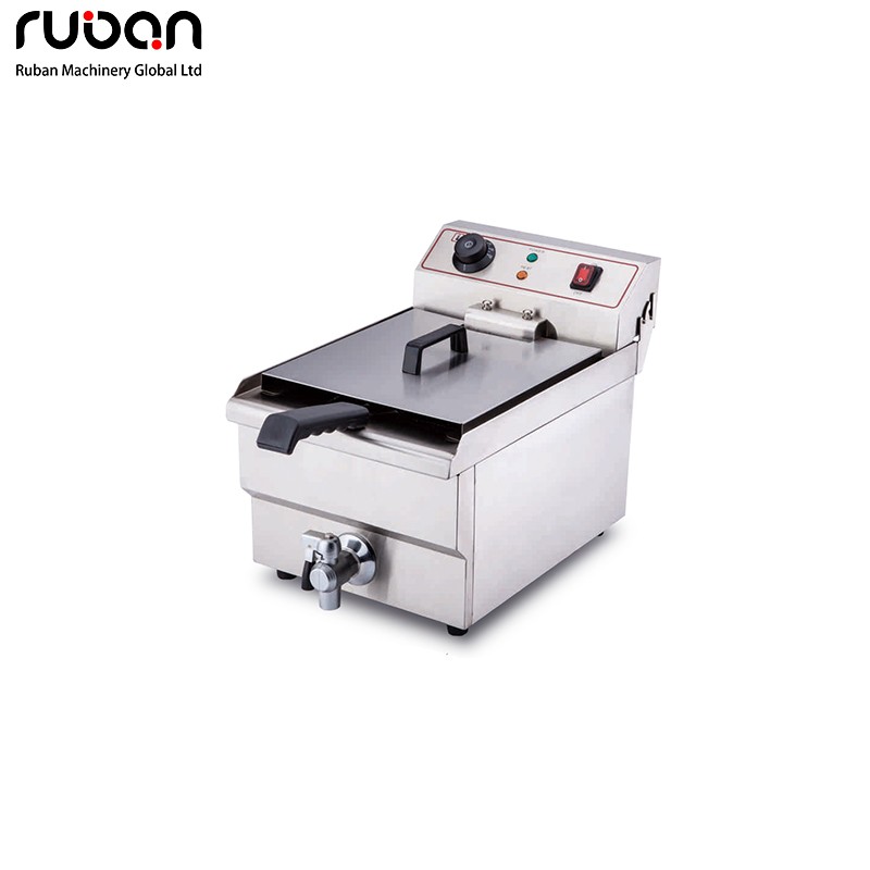 Commercial Stainless Steel Electric Deep Fryer with Oil Drain Valve for Restaurant & Snack Bar - Ruban