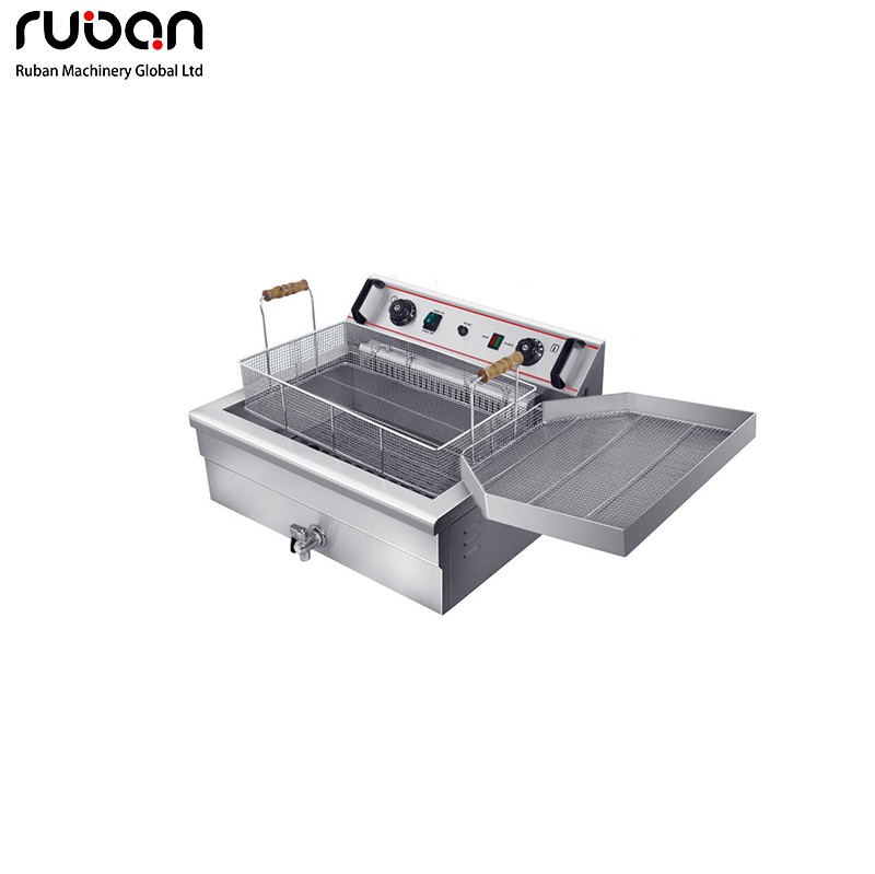 Commercial Large Capacity Electric Deep Fryer with Drip Tray & Oil Drain Valve - Ruban
