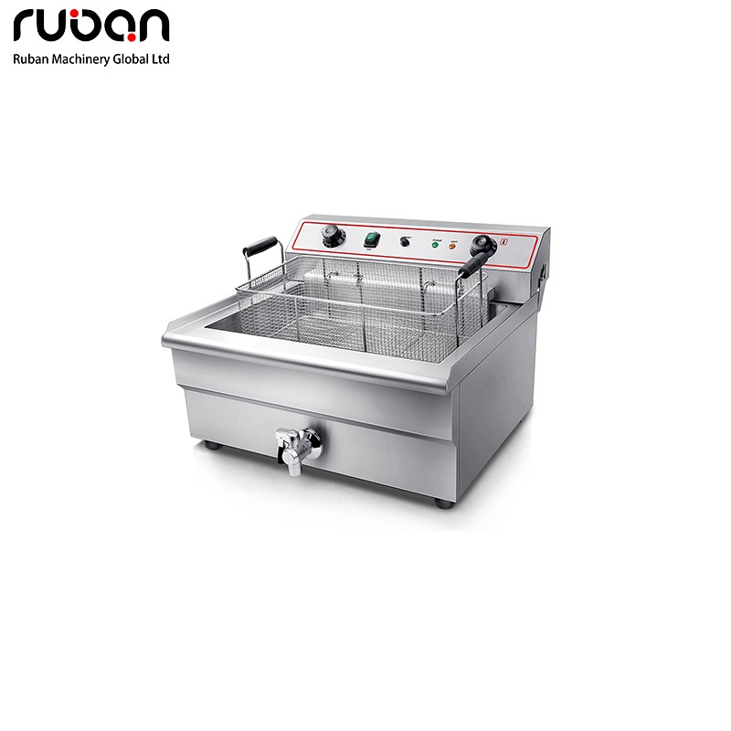 Commercial Stainless Steel Electric Deep Fryer with Oil Drain Valve - Ruban