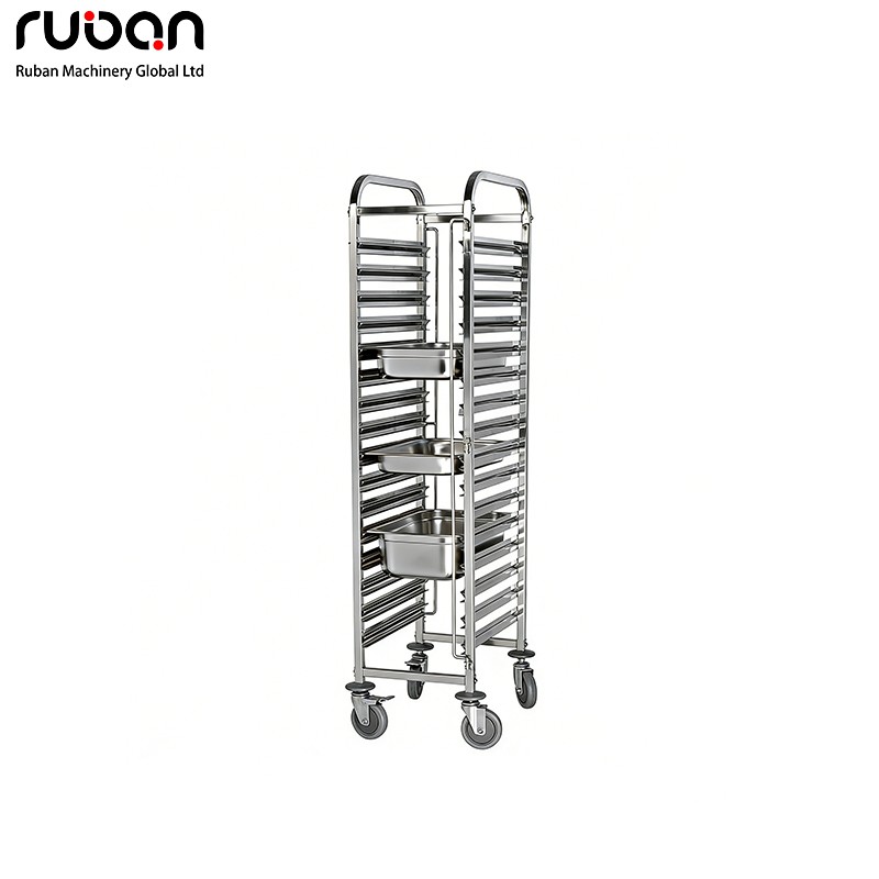 Mobile Stainless Steel Tray Trolley for Commercial Catering - Ruban