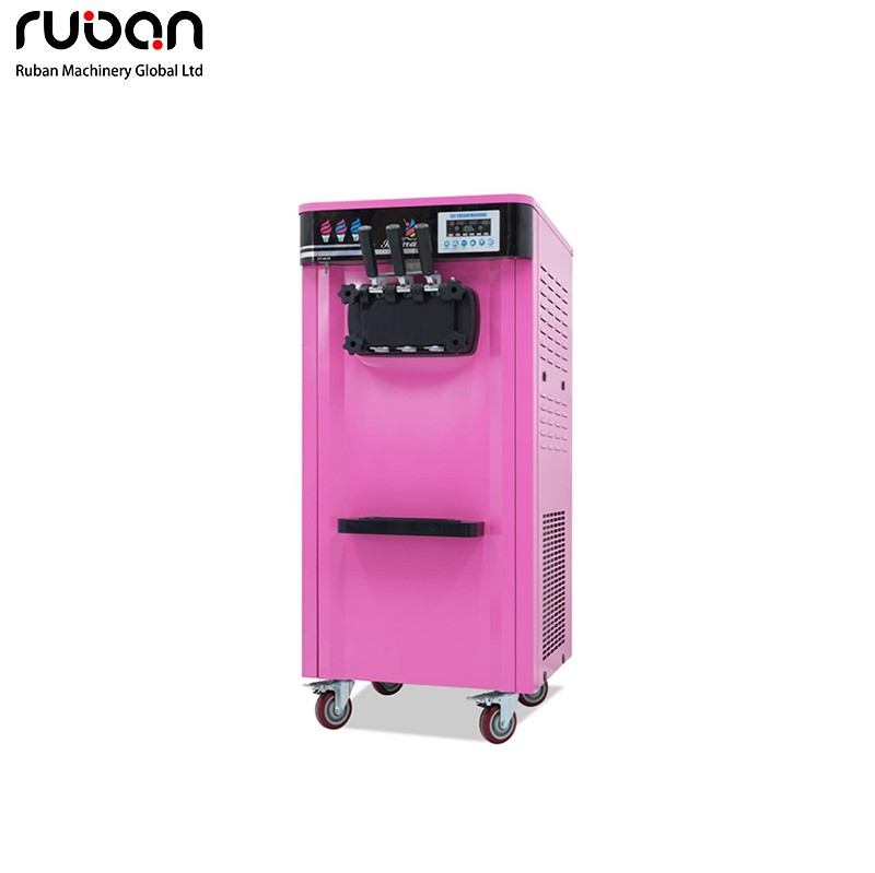 Floor Standing 3-Head Soft Ice Cream Machine | Colorful Gelato Dispenser for Ice Cream Shops & Cafes - Ruban