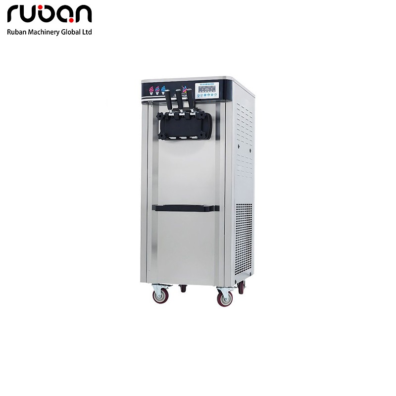 Floor Standing Soft Serve Ice Cream Machine | 3 Flavor Commercial Dispenser for Cafes & Food Trucks - Ruban