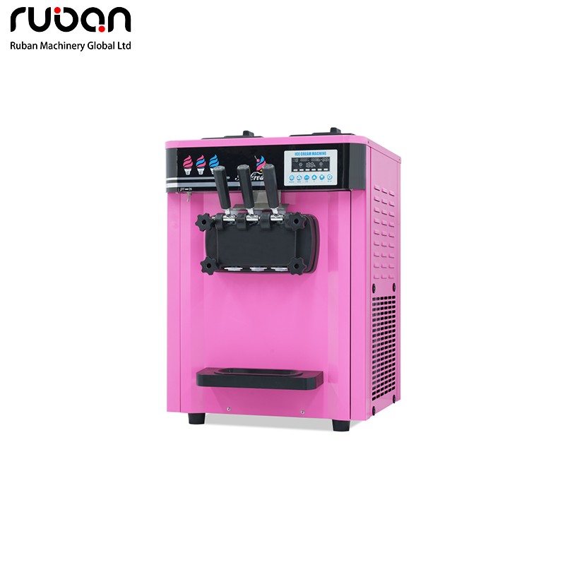 Commercial 3-Flavor Soft Serve Ice Cream Machine | Stainless Steel with Digital Control & Auto-Clean | Ideal for Cafes, Bakeries & Food Trucks - Ruban