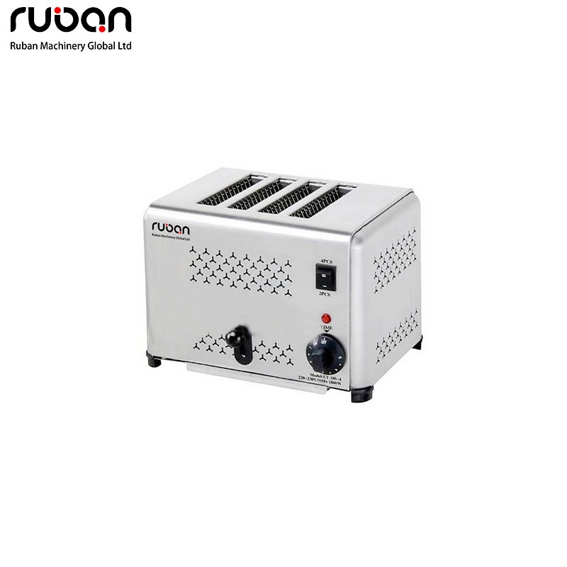 Commercial 4/6 Slice Electric Pop-Up Toaster, Stainless Steel Bread Toaster for Restaurant & Cafe - Ruban