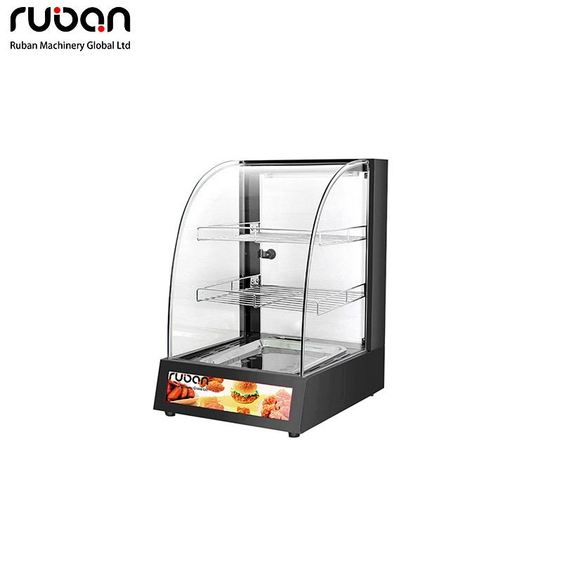 Commercial Countertop Food Warmer Display Cabinet Curved Glass Heated Case for Cafes & Fast Food - Ruban