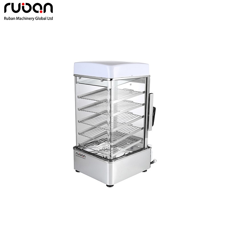 Commercial 6-Tier Stainless Steel Hot Food Steamer Showcase, Bun & Dim Sum Display Warmer - Ruban