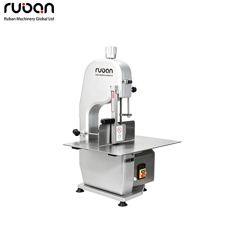 Commercial Bone Saw Machine, Aluminum-Magnesium Body Electric Meat Cutter with Pure Copper Motor, Stainless Steel Wheels & Motor Cover for Butcher Shops - Ruban