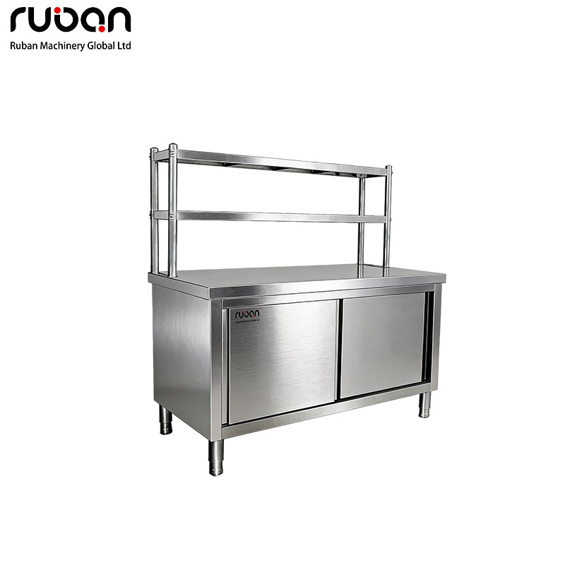 Commercial Stainless Steel Workbench with Cabinet and Shelf Industrial Kitchen Food Prep Table - Ruban