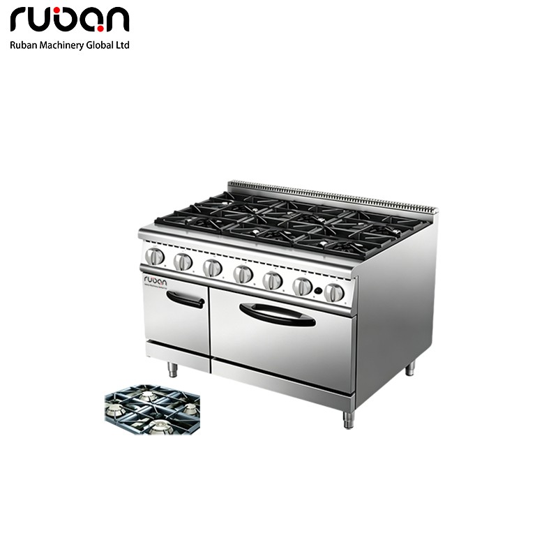 Commercial 6-Burner Gas Range with Oven – European Burners for Restaurant Kitchens - Ruban