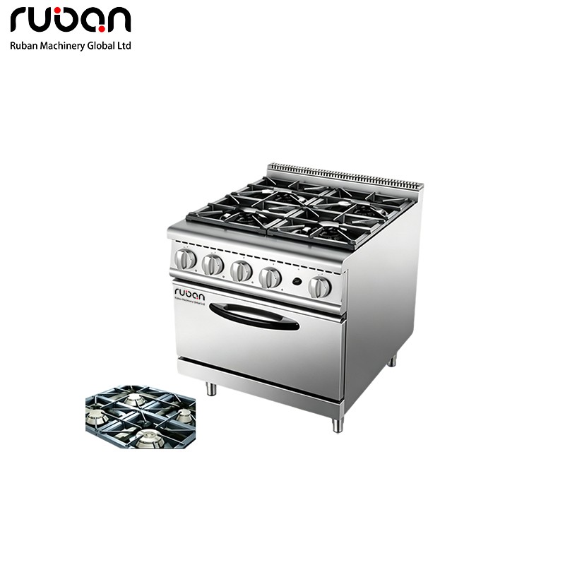 Compact 4-Burner Gas Range with Oven – European Burners for Small Restaurants - Ruban