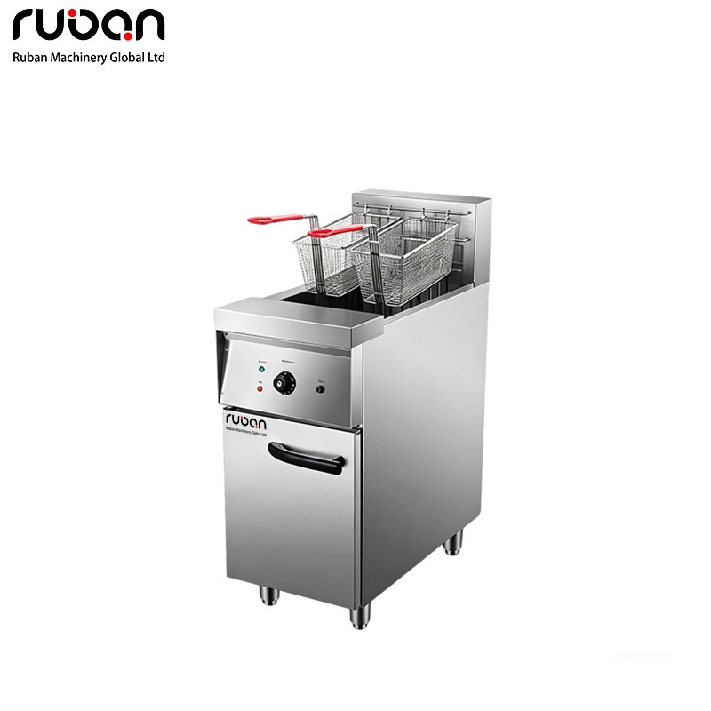 Deluxe Industrial Double Basket Electric Deep Fryer with Cabinet, Professional Fast Food Commercial Kitchen Deep Fry Machine Wholesale - Ruban
