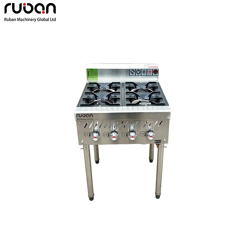 4 Burner Commercial Gas Stove | Stainless Steel Stand Up Gas Cooker - Ruban