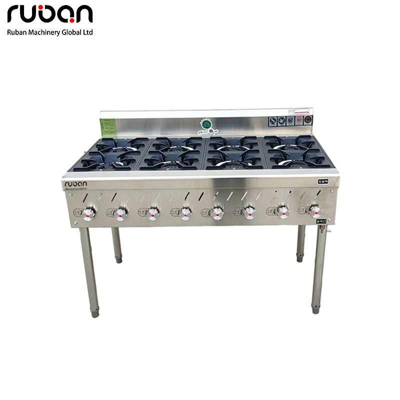 8 Burner Freestanding Commercial Gas Cooktop for Restaurant Kitchen - Ruban