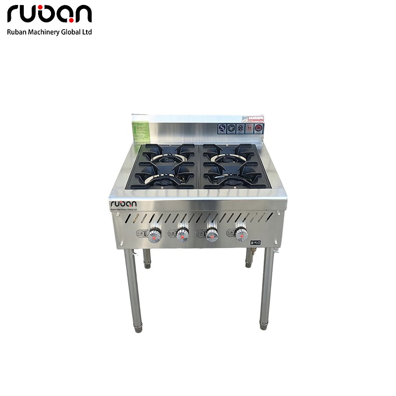 4 Burner Freestanding Commercial Gas Stove Stainless Steel Cooker - Ruban