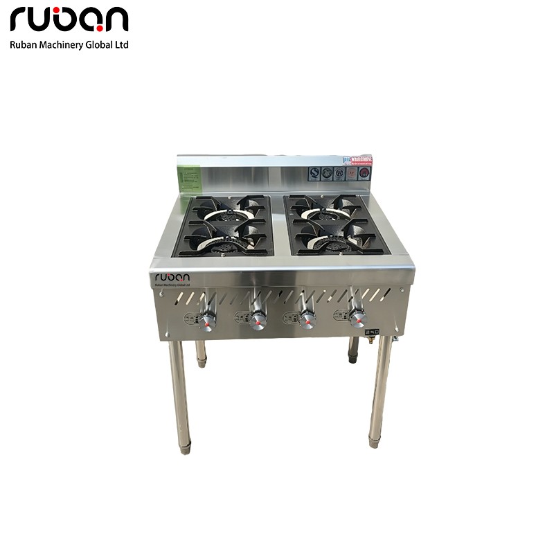 Stainless Steel 4 Burner Commercial Gas Stove for Restaurant Kitchen - Ruban