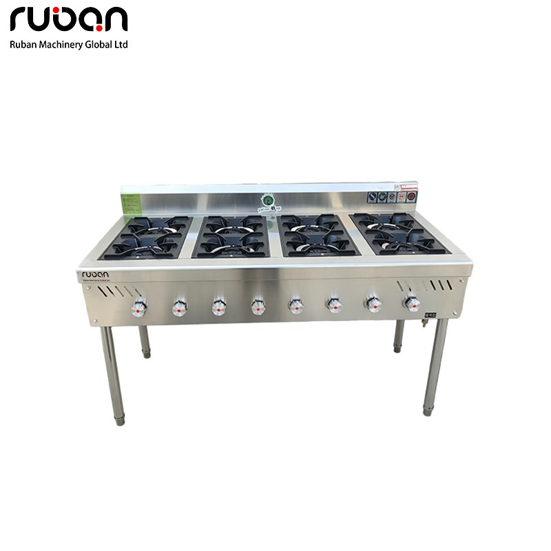 Heavy Duty 8 Burner Commercial Gas Range | Stainless Steel Freestanding Cooker - Ruban