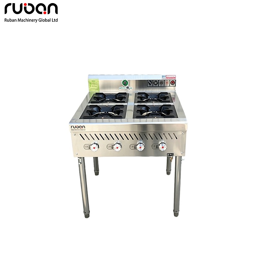 4 Burner Freestanding Stainless Steel Commercial Gas Stove Cooktop - Ruban