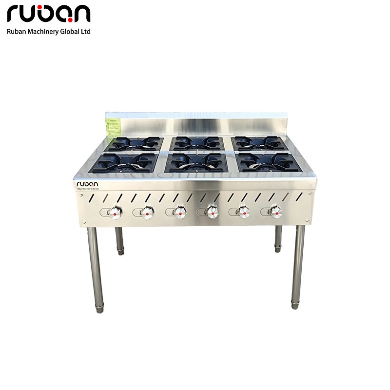 6 Burner Stainless Steel Freestanding Commercial Gas Range Cooker - Ruban