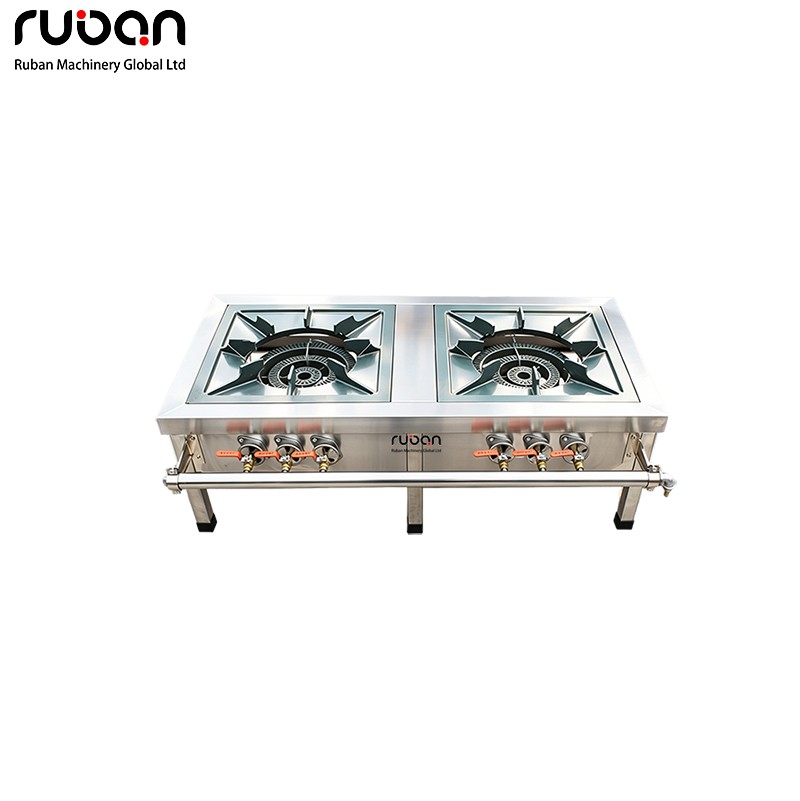 2 Burner Commercial Low Pressure Gas Stock Pot Stove, Stainless Steel Soup Cooking Range - Ruban