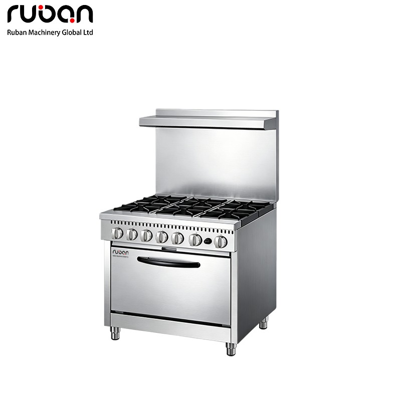 Commercial 6-Burner Gas Range with Oven | Heavy Duty Restaurant Cooking Station - Ruban