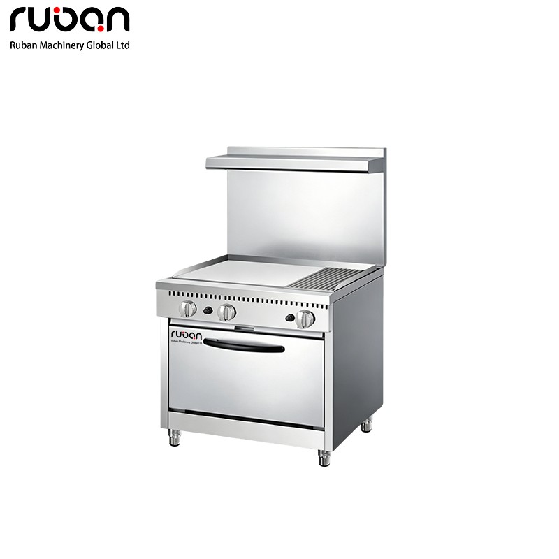 Commercial Full Flat Griddle Gas Range with Oven | Heavy Duty Kitchen Station - Ruban