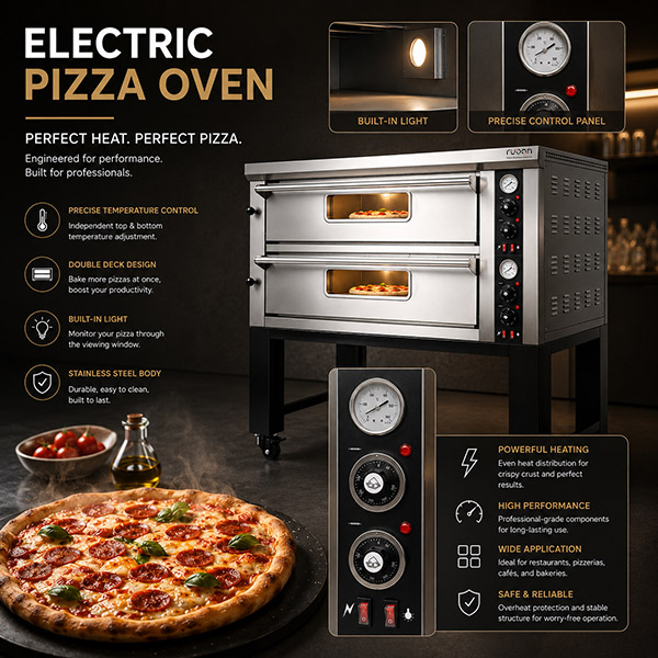 Commercial Double Deck Electric Pizza Oven for Professionals