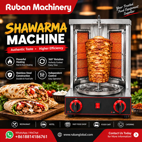 Say Goodbye to Heavy Fumes and Embrace a New Era of Efficient Roasting: Ruban Machinery Full-Automatic Gas Shawarma Machine In-Depth Review